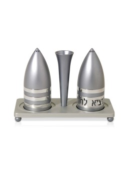 סט אלומיניום בצורת רוקט של מלח ופלפל , חנוכת בית יהודית ,
